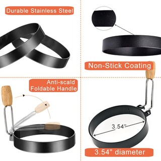 Foto 4 | Foto 4 | Juego De Anillos Para Huevos Cotey De Acero Inoxidable De 3.5 Pulgadas Con Mango De Silicona - Venta Internacional.