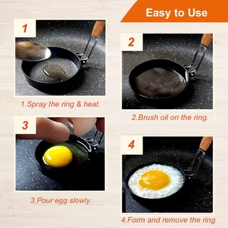 Foto 5 | Foto 5 | Juego De Anillos Para Huevos Cotey De Acero Inoxidable De 3.5 Pulgadas Con Mango De Silicona - Venta Internacional.