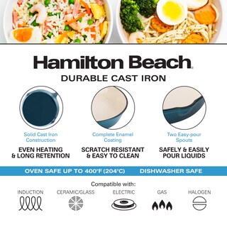 Foto 3 | Foto 3 | Sartén Hamilton Beach De Hierro Fundido Esmaltado, 20 Cm, Color Azul Marino - Venta Internacional.