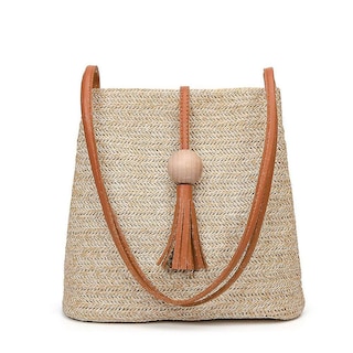 Foto 1 | Foto 1 | Bolso Tipo Bandolera Huoguo Hecha A Mano De Punto De Paja - Venta Internacional.