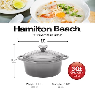 Foto 6 | Foto 6 | Venta Internacional - Horno Holandés Hamilton Beach De Hierro Fundido Esmaltado, 3 Litros, Color Gris Crema