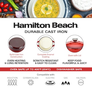Foto 3 | Foto 3 | Venta Internacional - Horno Holandés Hamilton Beach De Hierro Fundido Esmaltado, 3 Litros, Rojo Con Tapa