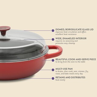 Foto 3 | Foto 3 | Everyday Pan Crock-pot Artisan, Hierro Fundido, 4,8 L, Con Tapa, Color Rojo - Venta Internacional.