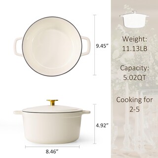 Foto 2 | Foto 2 | Olla Carote de Hierro Fundido 5l con Tapa Blanca - Venta Internacional