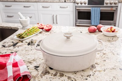 Foto 5 | Foto 5 | Ostra Ovalada De Hierro Fundido Esmaltado De 7 Cuartos De Galón De Dutch Oven Lodge, Color Blanco - Venta Internacional.