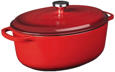 Foto 1 | Foto 1 | Dutch Oven Lodge, 7 Cuartos De Galón, Hierro Fundido Esmaltado, Ovalado, Rojo - Venta Internacional.