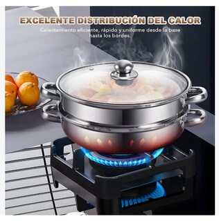 Foto 5 | Foto 5 | Olla Vaporera Cocina De Acero Inoxidable Doble Capa Con Asa