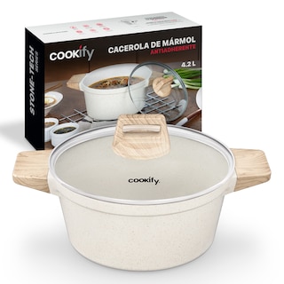 Foto 1 | Foto 1 | Olla Cacerola Cookify De Mármol 24 Cm Beige Antiadherente Libre De Pfoa