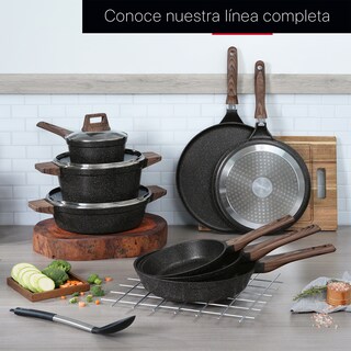 Foto 8 | Foto 8 | Olla Cacerola Cookify De Mármol 24 Cm Negro Antiadherente Libre De Pfoa