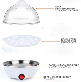 Foto 5 | Foto 5 | Vaporera Eléctrica Multiusos Para Huevos Y Verduras Color Blanco– Práctica Y Compacta