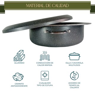 Foto 6 | Foto 6 | Arrocera Maqluba Granito Olla Con Tapa Granito Para Platos Exóticos 28 Cm