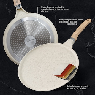 Foto 3 | Foto 3 | Crepera Comal Cookify De Mármol 28 Cm Beige Antiadherente Libre De Pfoa