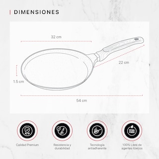 Foto 5 | Foto 5 | Crepera Comal Cookify De Mármol 32 Cm Negro Antiadherente Libre De Pfoa