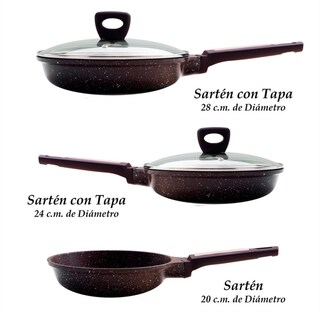 Foto 3 | Foto 3 | Sartenes Grunberg GR-1805A color Marrón Antiadherente de Mármol 5 Piezas