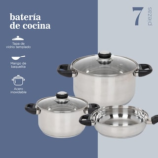 Foto 2 | Foto 2 | Batería de Cocina ColorHome COLORINOX7B color Gris 7 PZAS Acero Inox Tricapa