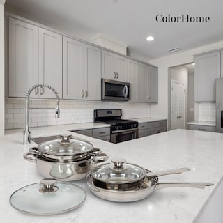Foto 8 | Foto 8 | Batería de Cocina de Acero Inoxidable Tricapa Colorhome 7 Piezas