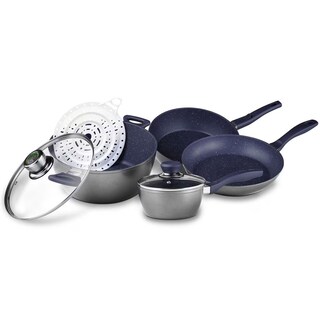 Foto 1 | Foto 1 | Batería De Cocina Flavorstone Con Sartenes, Cacerola Y Vaporera Grande Set Mayan Blue De 7 Piezas