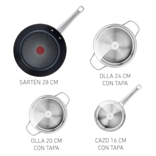 Foto 2 | Foto 2 | Batería de Cocina Tefal Inducción Acero Inoxidable T-fal B922s784 7 Piezas