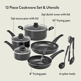 Foto 2 | Foto 2 | Juego De Utensilios De Cocina Bella De 12 Piezas, Ollas Y Sartenes Antiadherentes, Color Negro - Venta Internacional.
