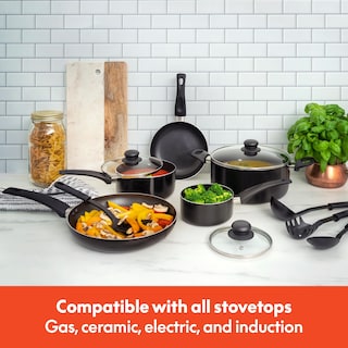 Foto 7 | Foto 7 | Juego De Utensilios De Cocina Bella De 12 Piezas, Ollas Y Sartenes Antiadherentes, Color Negro - Venta Internacional.