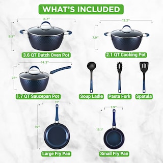 Foto 3 | Foto 3 | Juego De Utensilios De Cocina Nutrichef Blue Diamond De Cerámica Antiadherente, 11 Unidades - Venta Internacional.