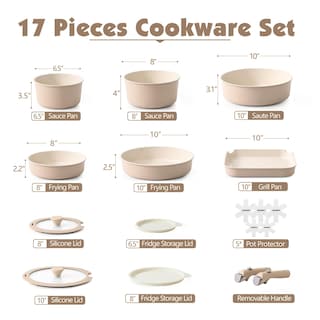 Foto 2 | Foto 2 | Set De Utensilios De Cocina Sensarte Ceramic 17 Piezas Induction Almond - Venta Internacional.