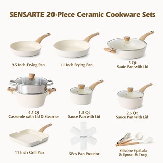 Foto 3 | Foto 3 | Set De Utensilios De Cocina Sensarte, Cerámica, Antiadherente, 20 Piezas, Para Inducción - Venta Internacional.