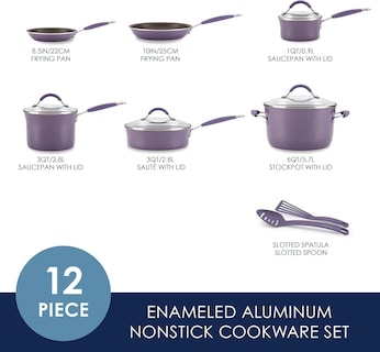 Foto 2 | Foto 2 | Juego De Utensilios De Cocina Rachael Ray Cucina, Antiadherente, 12 Piezas, Color Morado - Venta Internacional.