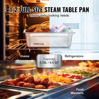 Foto 3 | Foto 3 | Sartén De Vapor Antiatascos Vevor De Hotel Pans, Tamaño 1/2, Con Tapas, Paquete De 8 - Venta Internacional.