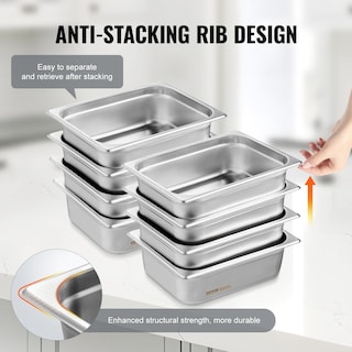 Foto 4 | Foto 4 | Sartén De Vapor Antiatascos Vevor De Hotel Pans, Tamaño 1/2, Con Tapas, Paquete De 8 - Venta Internacional.