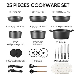 Foto 2 | Foto 2 | Juego De Utensilios De Cocina Carote Antiadherentes 25 Piezas Con Juego De Cuchillos Jet Black - Venta Internacional.