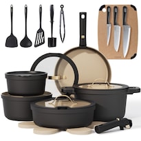 Juego De Ollas Y Sartenes Carote Antiadherentes De Titanio 26 Piezas Con Cuchillo - Venta Internacional.