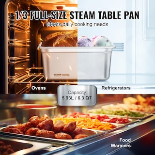 Foto 3 | Foto 3 | Sartén De Vapor Antiatascos Vevor De Hotel Pans Tamaño 1/3 Con Tapas Paquete De 8 - Venta Internacional.