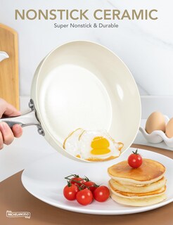 Foto 3 | Foto 3 | Sartén Michelangelo de Cerámica Antiadherente 30 cm con Tapa Blanca - Venta Internacional