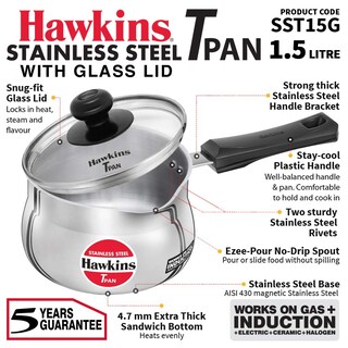 Foto 2 | Foto 2 | Sartén Hawkins De Acero Inoxidable De 1 5 L Con Tapa De Cristal - Venta Internacional.