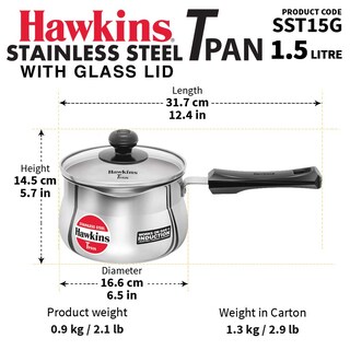 Foto 3 | Foto 3 | Sartén Hawkins De Acero Inoxidable De 1 5 L Con Tapa De Cristal - Venta Internacional.