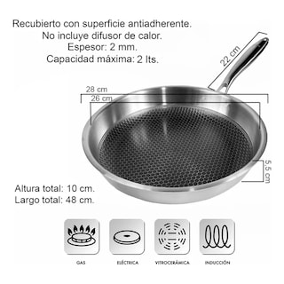 Foto 3 | Foto 3 | Sarten Acero Inoxidable 26cm Hudson Espesor 2mm Antiadherente