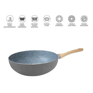 Foto 3 | Foto 3 | Wok Sarten Aluminio 28 Cm Hudson Granito Antiadherente