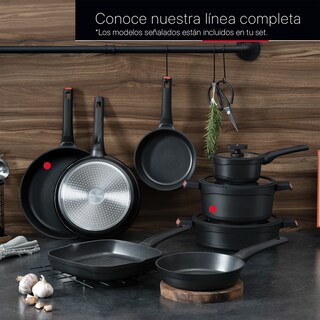 Foto 8 | Foto 8 | Set De Sartén 30 Cm Y Cacerola 24 Cm Cookify Aluminio Fundido Negro Antiadherente 3 Piezas