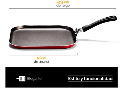 Foto 3 | Foto 3 | Sartén Xtellar Lisa Roja Con Antiadherente