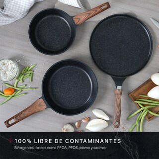 Foto 2 | Foto 2 | Set de Sartenes y Crepera Cookify de Mármol 20/ 24/ 28 cm Negro Antiadherente Libre de PFOA