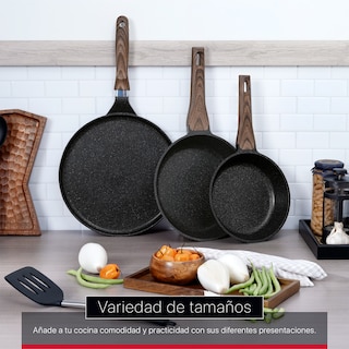Foto 7 | Foto 7 | Set de Sartenes y Crepera Cookify de Mármol 20/ 24/ 28 cm Negro Antiadherente Libre de PFOA