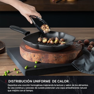 Foto 4 | Foto 4 | Sartén Grill Cookify De Hierro Fundido Precurado Negro 27 Cm