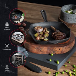 Foto 6 | Foto 6 | Sartén Grill Cookify De Hierro Fundido Precurado Negro 27 Cm