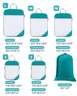 Foto 3 | Foto 3 | Cubos De Compresión Gonex 1l+2m+2s Con Bolsa De Lavandería Azul - Venta Internacional.