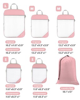 Foto 3 | Foto 3 | Cubos De Compresión Gonex 1l+2m+2s Con Bolsa De Lavandería Rosa - Venta Internacional.