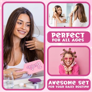 Foto 5 | Foto 5 | Juego De Cepillos Barbie Para Desenredar El Cabello Con Cepillo De Paleta Y Espejo - Venta Internacional.