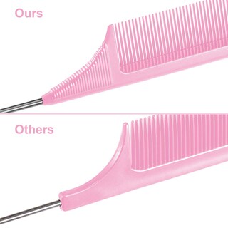 Foto 4 | Foto 4 | Comb Leinuosen Con Forma De Cola De Rata, Fibra De Carbono, Resistente Al Calor, Rosa (paquete De 3) - Venta Internacional.