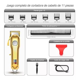Foto 2 | Foto 2 | Maquina Para Cortar Cabello De 6 Peines Dorado Con Platade 6 Peines Belug Dorado Con Plata