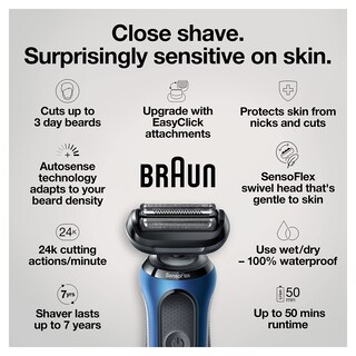 Foto 2 | Foto 2 | Maquinilla De Afeitar Eléctrica Braun Series 6 6095cc Para Hombre Azul - Venta Internacional.